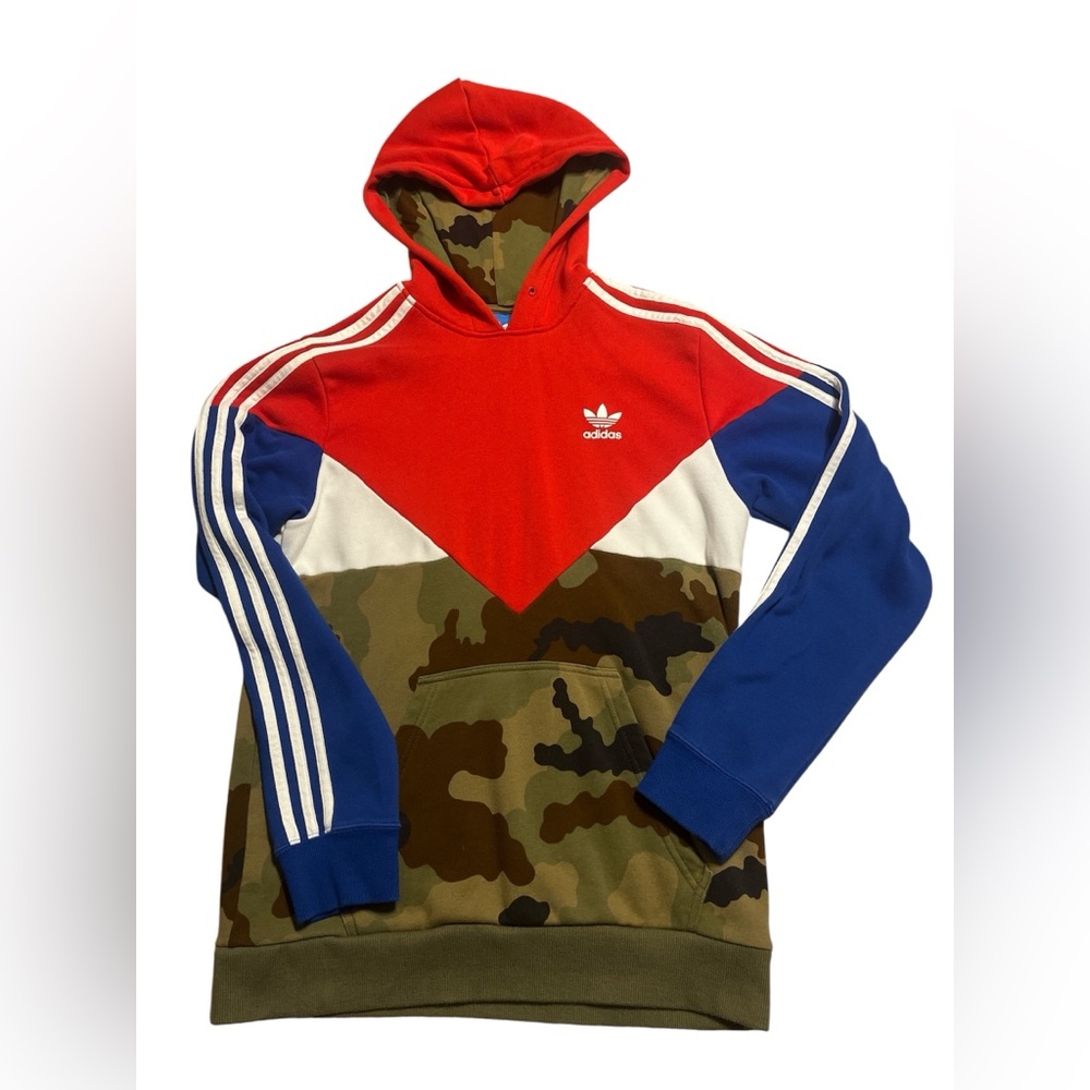 Adidas Men's or Women's Red and Blue Camouflage Hoodie